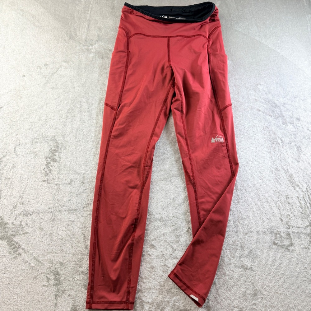 REI Co-op Women's Medium Swiftland Running Leggings Red Pocket Activewear